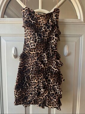 Vintage Leopard Print Mini Dress in Brown and Black